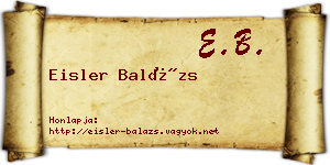 Eisler Balázs névjegykártya